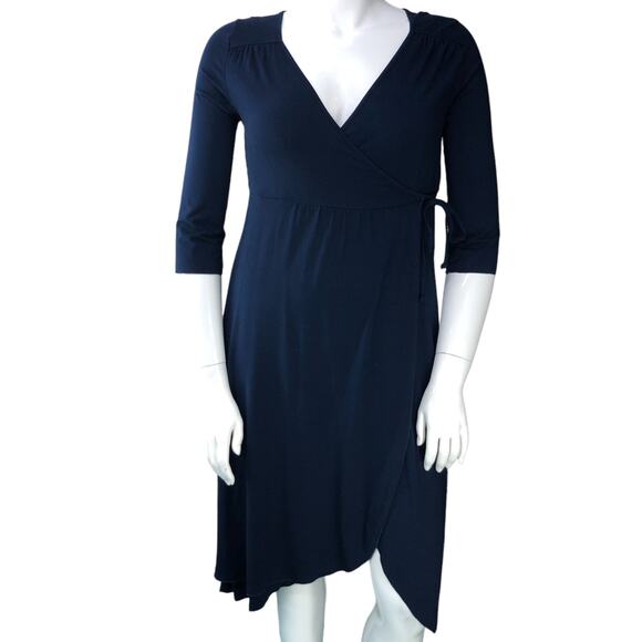 Fresh Produce Womens Size M Dress Navy Blue Wrap Stretch VNeck Knee Length NEW - Picture 11 of 15